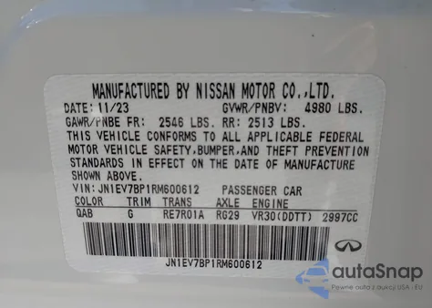 2024 Infiniti Q50 Luxe из США, поврежденный, VIN JN1EV7BP1RM600612